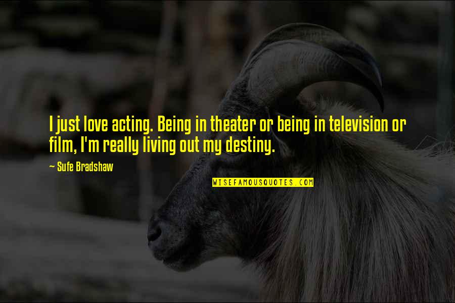Scavone Casa Quotes By Sufe Bradshaw: I just love acting. Being in theater or Scavone Casa Quotes By Sufe Bradshaw: I just love acting. Being in theater or