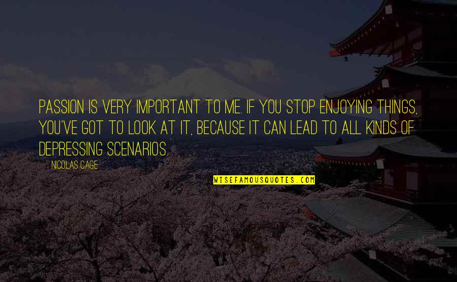 Scenarios Quotes By Nicolas Cage: Passion is very important to me. If you