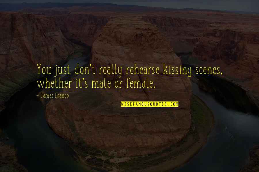 Scenes Quotes By James Franco: You just don't really rehearse kissing scenes, whether
