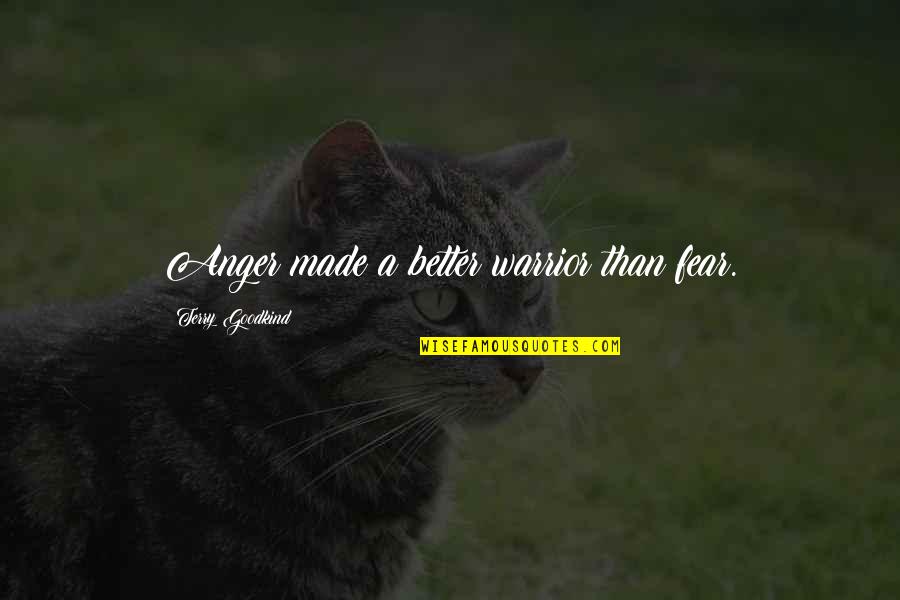 Scenicot Quotes By Terry Goodkind: Anger made a better warrior than fear.