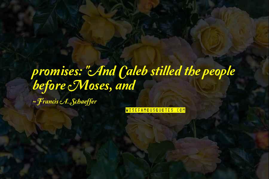 Schaeffer Quotes By Francis A. Schaeffer: promises: "And Caleb stilled the people before Moses,