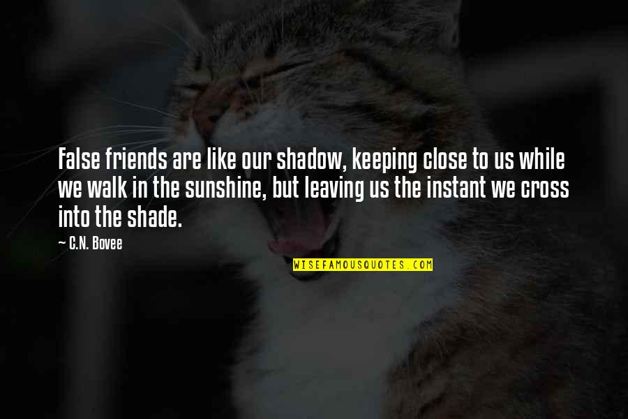 Schairer Bros Quotes By C.N. Bovee: False friends are like our shadow, keeping close Schairer Bros Quotes By C.N. Bovee: False friends are like our shadow, keeping close
