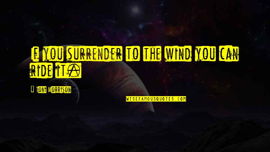 Schappe Quotes By Toni Morrison: If you surrender to the wind you can Schappe Quotes By Toni Morrison: If you surrender to the wind you can