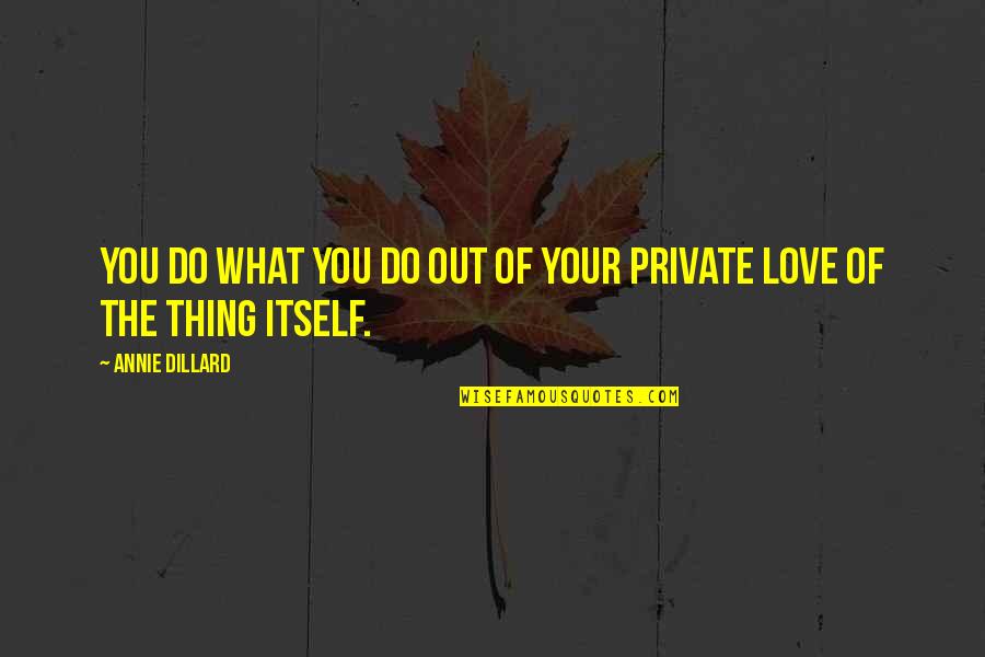 Schascheck Quotes By Annie Dillard: You do what you do out of your