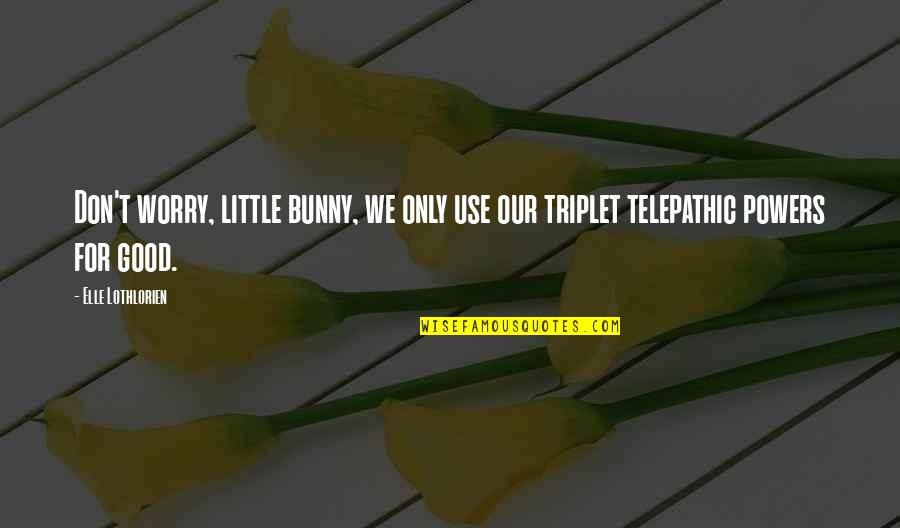 Schaubschlager Quotes By Elle Lothlorien: Don't worry, little bunny, we only use our