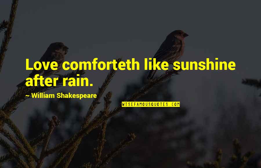 Scheck And Siress Quotes By William Shakespeare: Love comforteth like sunshine after rain.