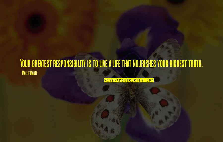 Scheitern In English Quotes By Mollie Marti: Your greatest responsibility is to live a life