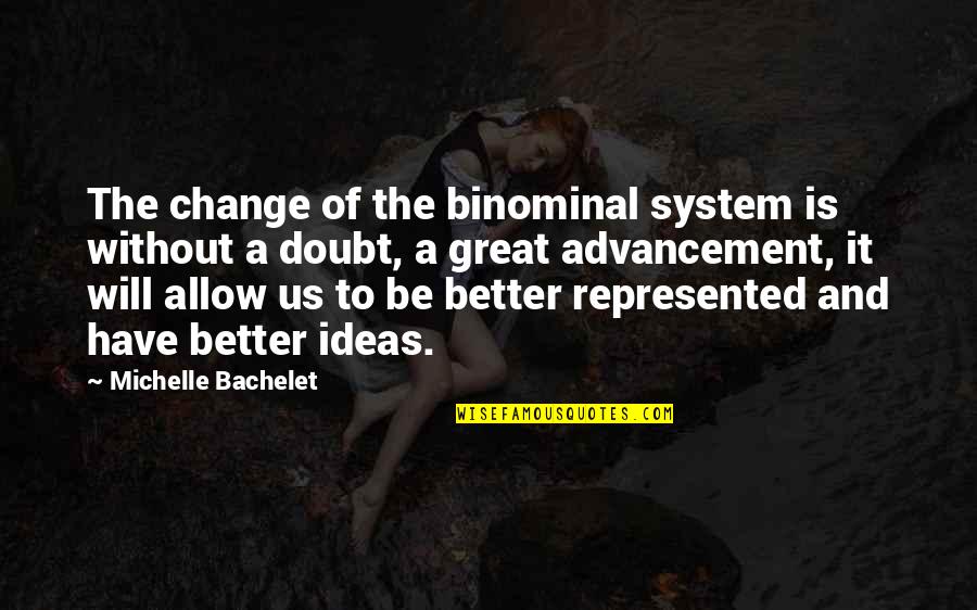 Scheletri Giganti Quotes By Michelle Bachelet: The change of the binominal system is without Scheletri Giganti Quotes By Michelle Bachelet: The change of the binominal system is without