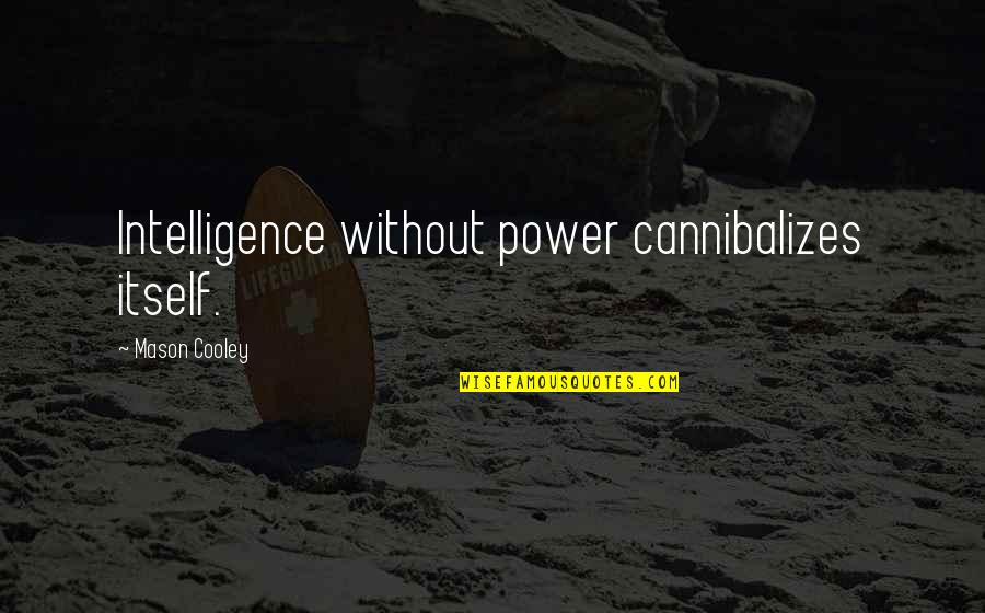 Schellbach Burette Quotes By Mason Cooley: Intelligence without power cannibalizes itself. Schellbach Burette Quotes By Mason Cooley: Intelligence without power cannibalizes itself.