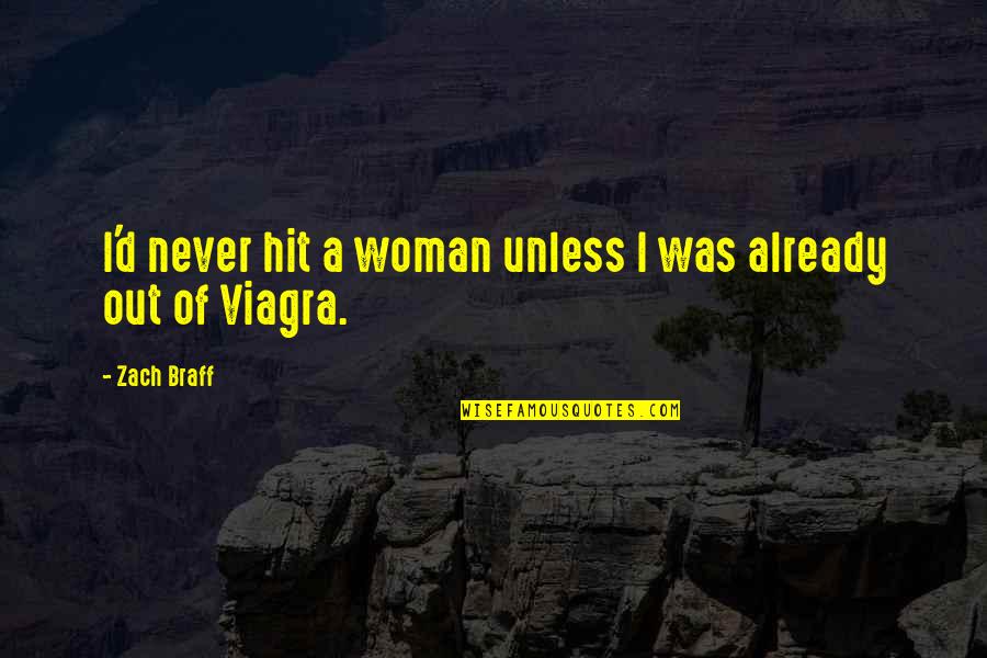 Schellenberger Park Quotes By Zach Braff: I'd never hit a woman unless I was