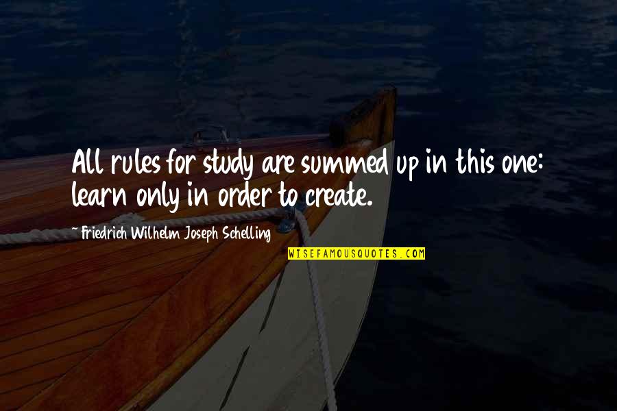 Schelling's Quotes By Friedrich Wilhelm Joseph Schelling: All rules for study are summed up in