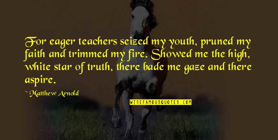 Schellmann Editions Quotes By Matthew Arnold: For eager teachers seized my youth, pruned my