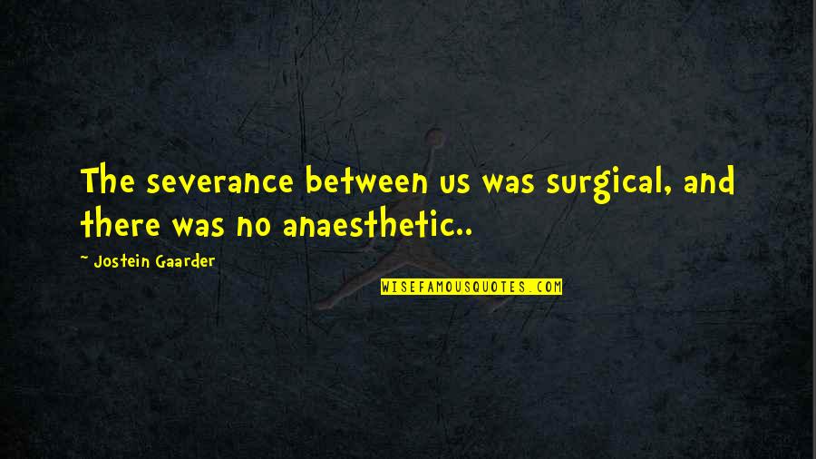 Scheltema Boeken Quotes By Jostein Gaarder: The severance between us was surgical, and there Scheltema Boeken Quotes By Jostein Gaarder: The severance between us was surgical, and there