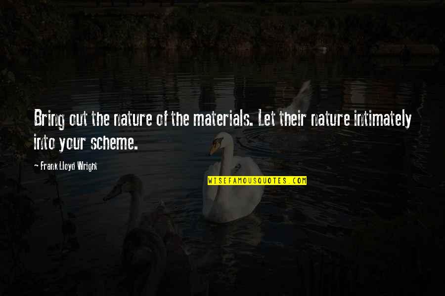 Scheme Of Quotes By Frank Lloyd Wright: Bring out the nature of the materials. Let