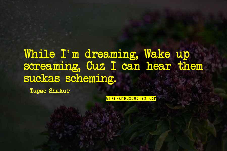 Scheming Quotes By Tupac Shakur: While I'm dreaming, Wake up screaming, Cuz I