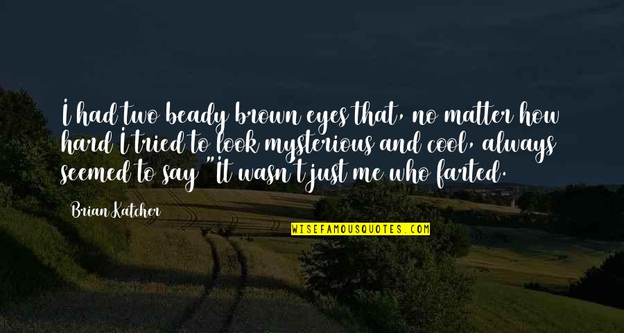 Scherf Farms Quotes By Brian Katcher: I had two beady brown eyes that, no Scherf Farms Quotes By Brian Katcher: I had two beady brown eyes that, no