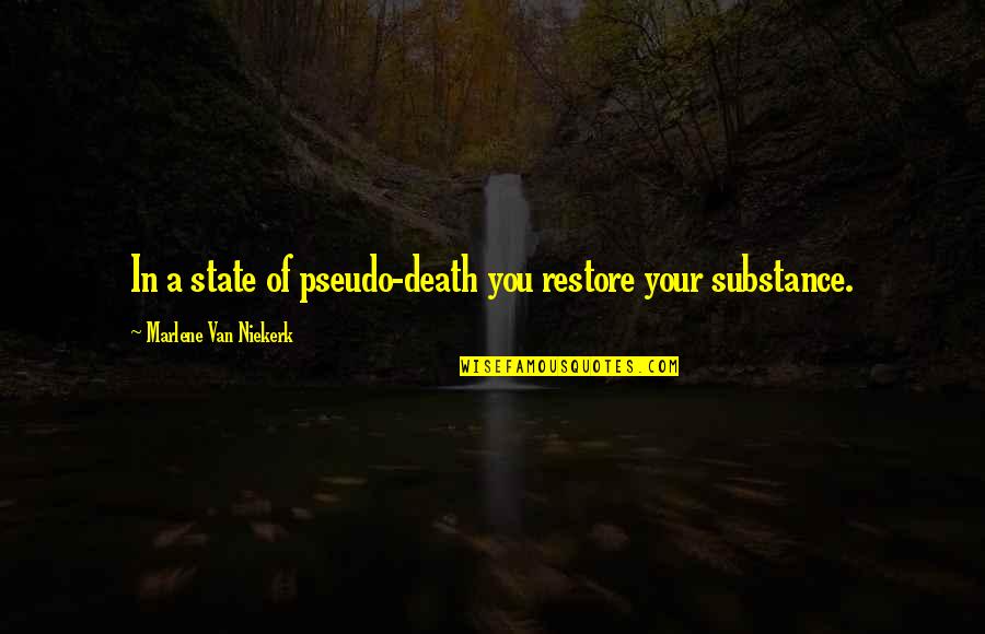 Scherfigsvej Quotes By Marlene Van Niekerk: In a state of pseudo-death you restore your Scherfigsvej Quotes By Marlene Van Niekerk: In a state of pseudo-death you restore your