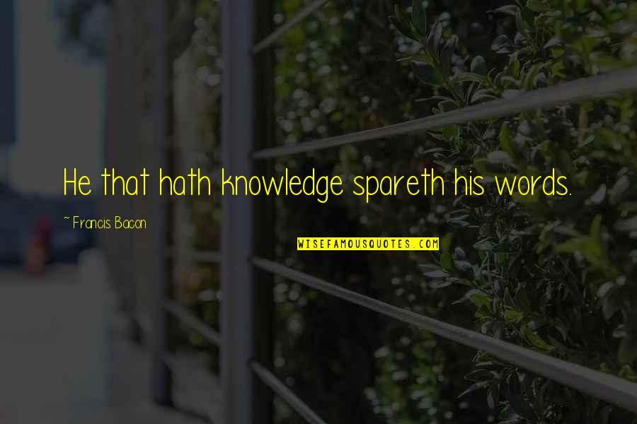 Scherline Group Quotes By Francis Bacon: He that hath knowledge spareth his words.