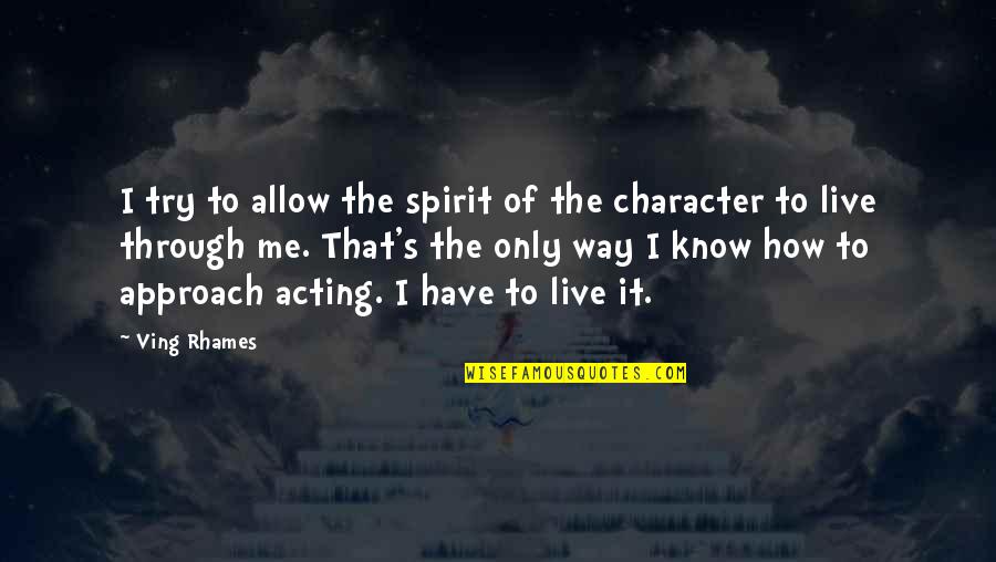Schiavo Case Quotes By Ving Rhames: I try to allow the spirit of the Schiavo Case Quotes By Ving Rhames: I try to allow the spirit of the