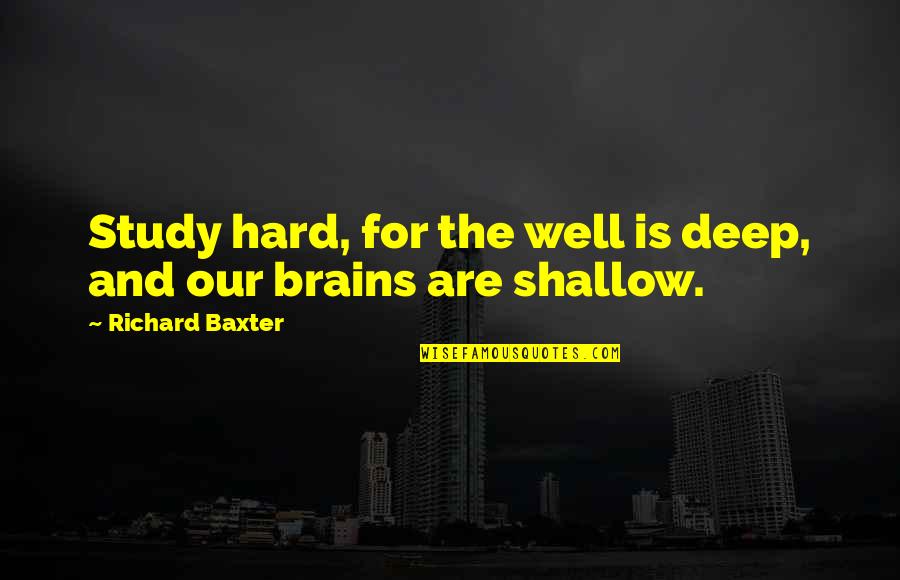 Schiessbecher Quotes By Richard Baxter: Study hard, for the well is deep, and Schiessbecher Quotes By Richard Baxter: Study hard, for the well is deep, and
