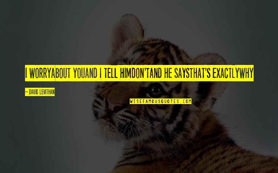 Schildhauer Muhr Quotes By David Levithan: I worryabout youand i tell himdon'tand he saysthat's Schildhauer Muhr Quotes By David Levithan: I worryabout youand i tell himdon'tand he saysthat's