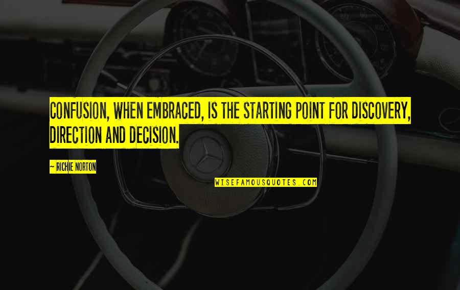 Schillinger Road Quotes By Richie Norton: Confusion, when embraced, is the starting point for Schillinger Road Quotes By Richie Norton: Confusion, when embraced, is the starting point for