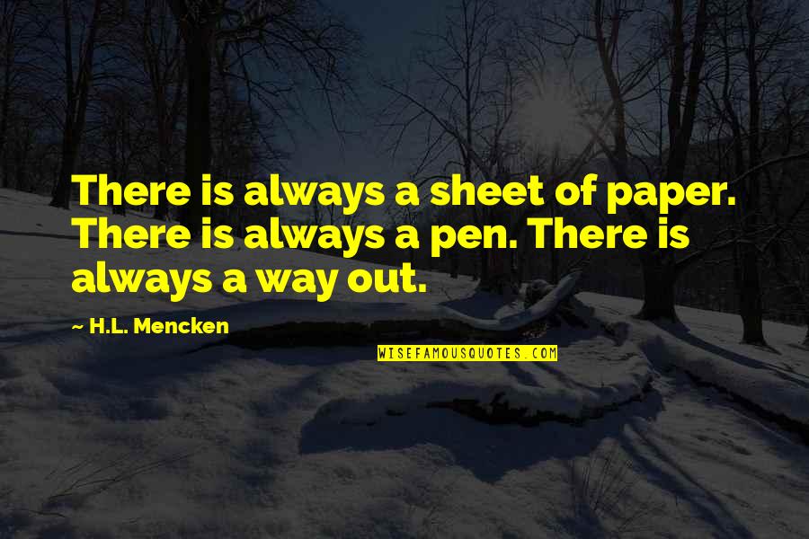 Schilz Farms Quotes By H.L. Mencken: There is always a sheet of paper. There