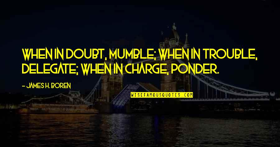 Schindele Ski Quotes By James H. Boren: When in doubt, mumble; when in trouble, delegate;