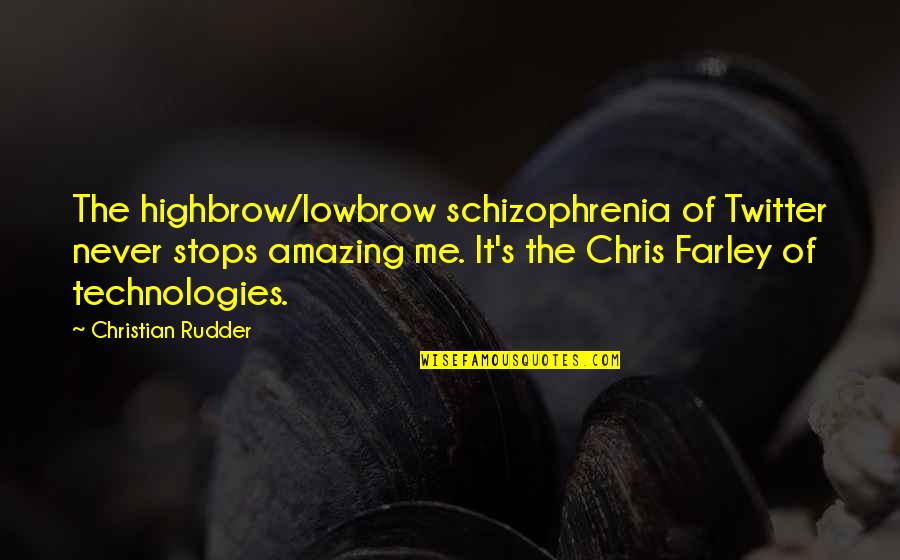 Schizophrenia Schizophrenia Quotes By Christian Rudder: The highbrow/lowbrow schizophrenia of Twitter never stops amazing