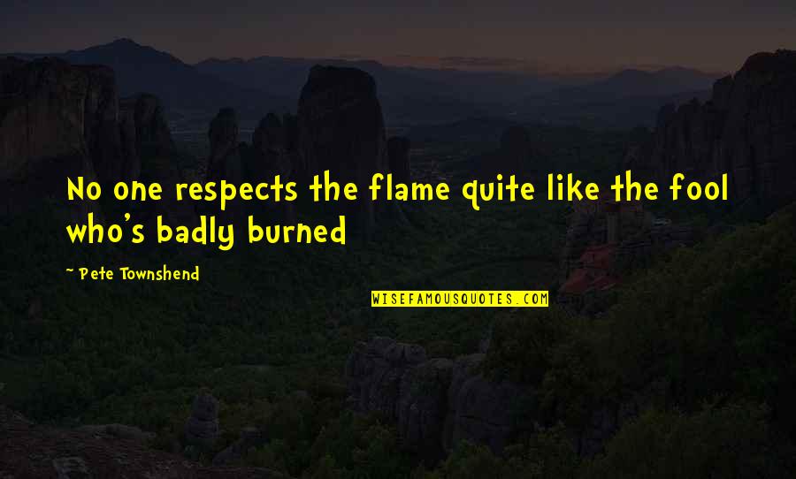 Schlatt Quotes By Pete Townshend: No one respects the flame quite like the Schlatt Quotes By Pete Townshend: No one respects the flame quite like the