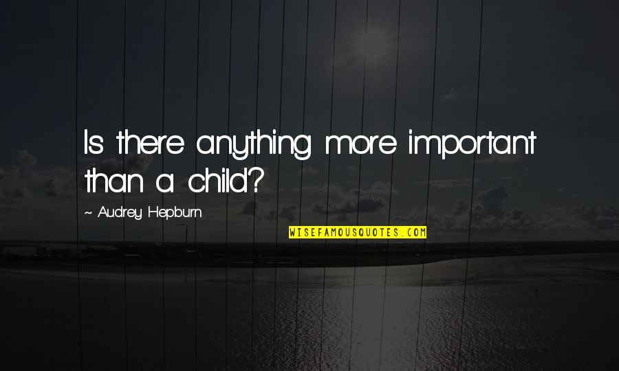 Schleeters Quotes By Audrey Hepburn: Is there anything more important than a child? Schleeters Quotes By Audrey Hepburn: Is there anything more important than a child?