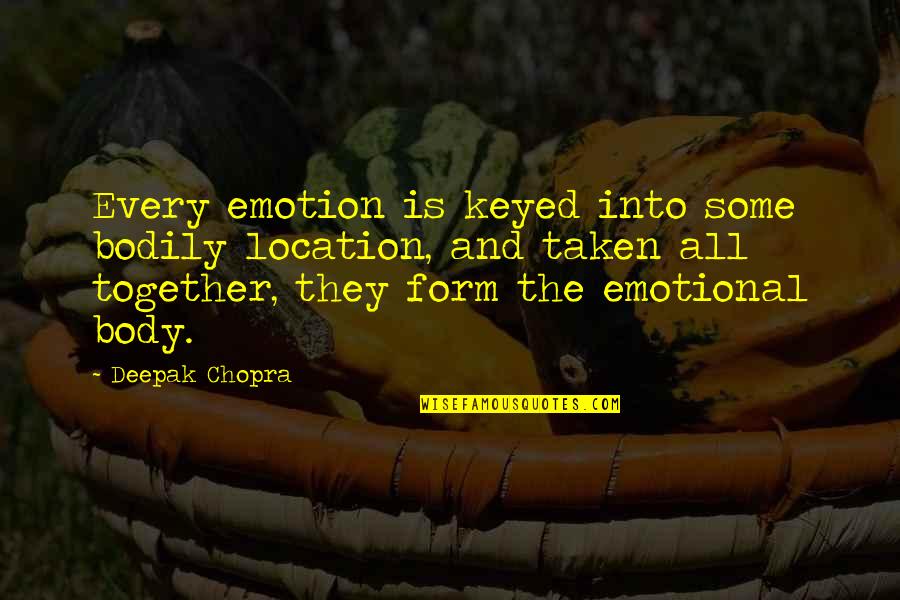 Schlingensiepen Bonhoeffer Quotes By Deepak Chopra: Every emotion is keyed into some bodily location, Schlingensiepen Bonhoeffer Quotes By Deepak Chopra: Every emotion is keyed into some bodily location,