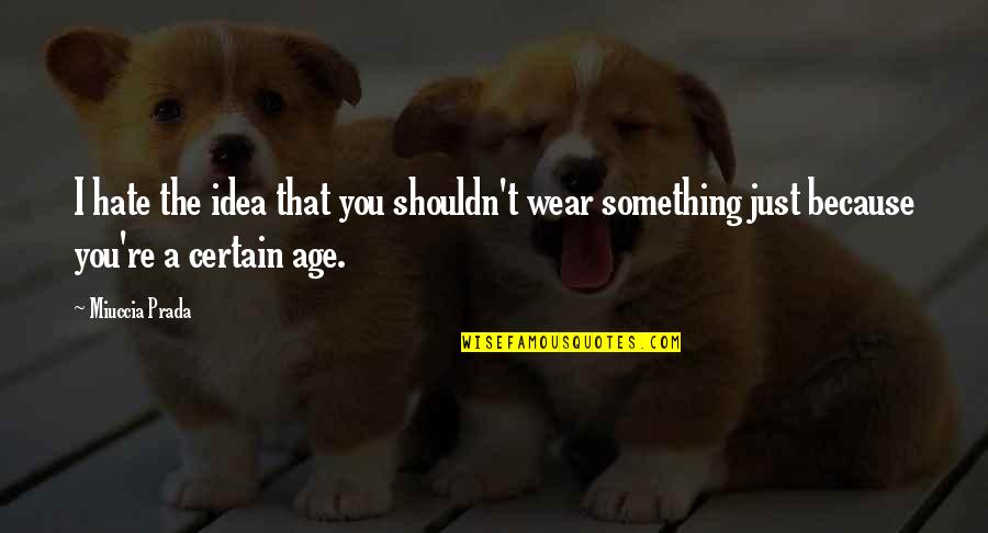 Schlittenprothese Quotes By Miuccia Prada: I hate the idea that you shouldn't wear