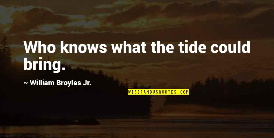 Schlocky Yiddish Quotes By William Broyles Jr.: Who knows what the tide could bring.