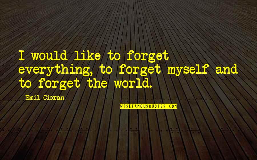 Schmelzk Se Quotes By Emil Cioran: I would like to forget everything, to forget