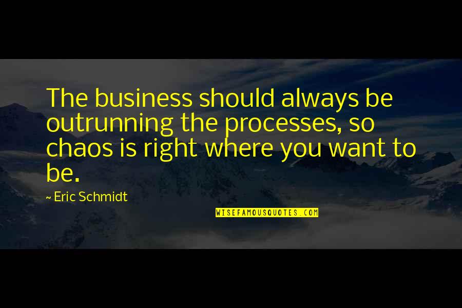 Schmidt Quotes By Eric Schmidt: The business should always be outrunning the processes, Schmidt Quotes By Eric Schmidt: The business should always be outrunning the processes,