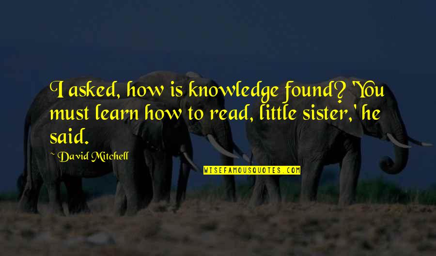 Schmiedeberg Quotes By David Mitchell: I asked, how is knowledge found? 'You must