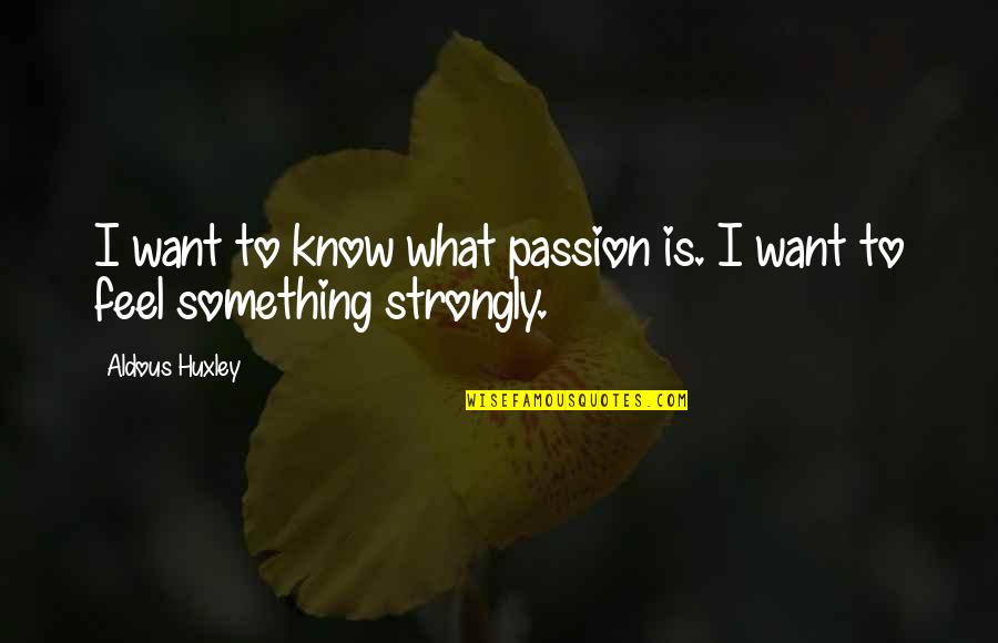 Schmiedel Allentown Quotes By Aldous Huxley: I want to know what passion is. I