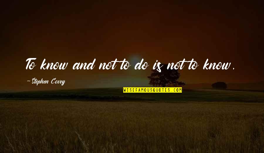 Schmuckstein Quotes By Stephen Covey: To know and not to do is not