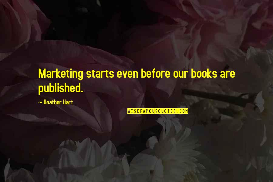 Schneebeli Rolf Quotes By Heather Hart: Marketing starts even before our books are published. Schneebeli Rolf Quotes By Heather Hart: Marketing starts even before our books are published.