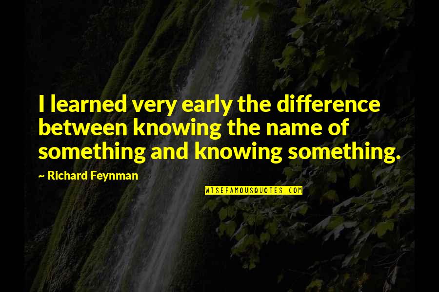 Schnitten Quotes By Richard Feynman: I learned very early the difference between knowing Schnitten Quotes By Richard Feynman: I learned very early the difference between knowing