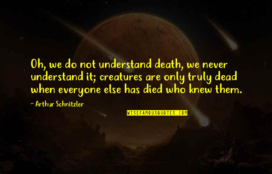 Schnitzler Quotes By Arthur Schnitzler: Oh, we do not understand death, we never