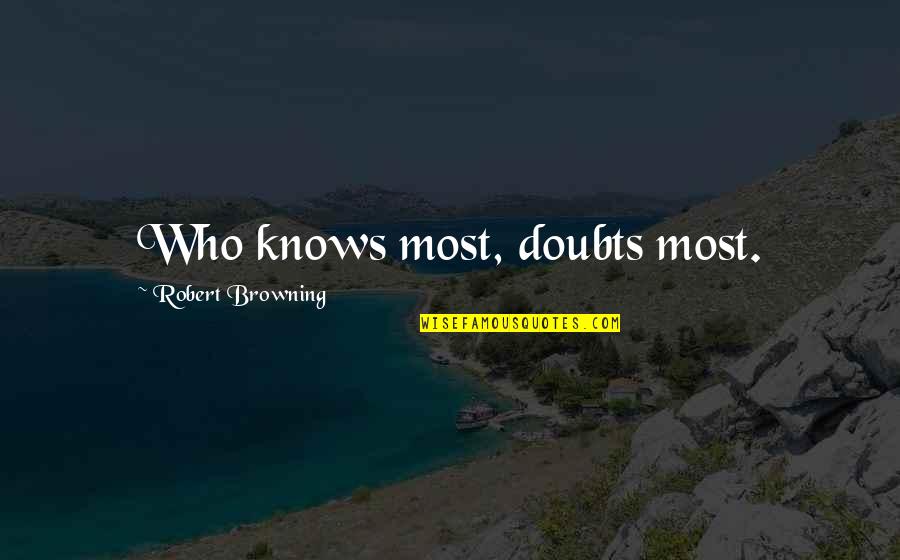 Schnurmacher Quotes By Robert Browning: Who knows most, doubts most. Schnurmacher Quotes By Robert Browning: Who knows most, doubts most.