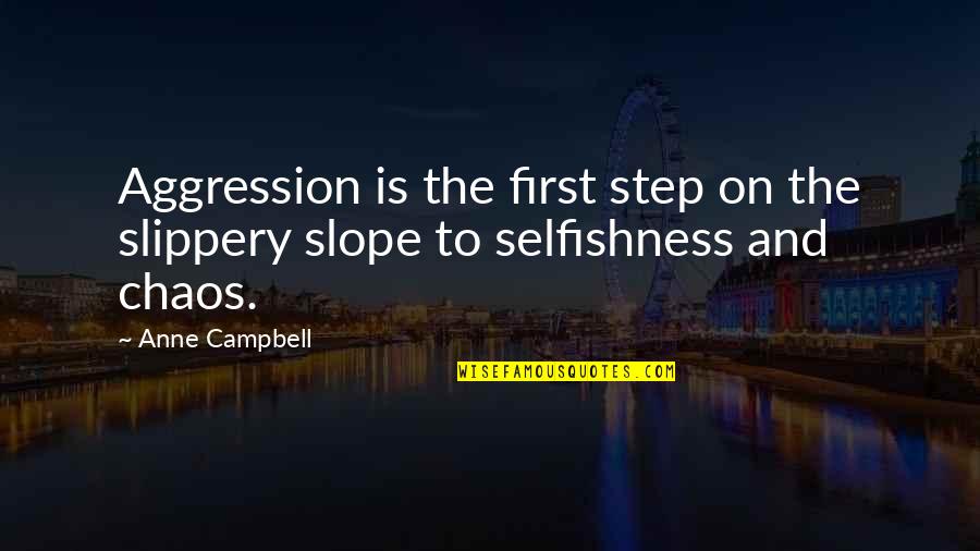 Schoenrock Realtors Quotes By Anne Campbell: Aggression is the first step on the slippery