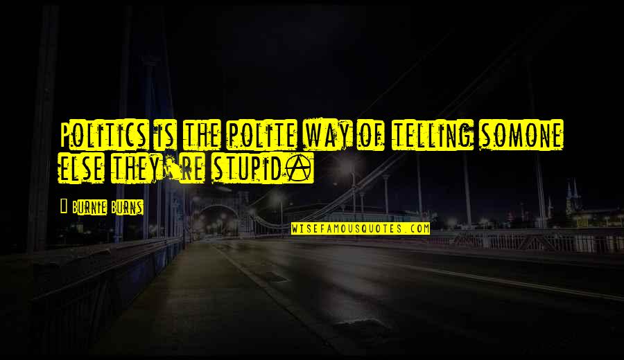 Schoerner Quotes By Burnie Burns: Politics is the polite way of telling somone