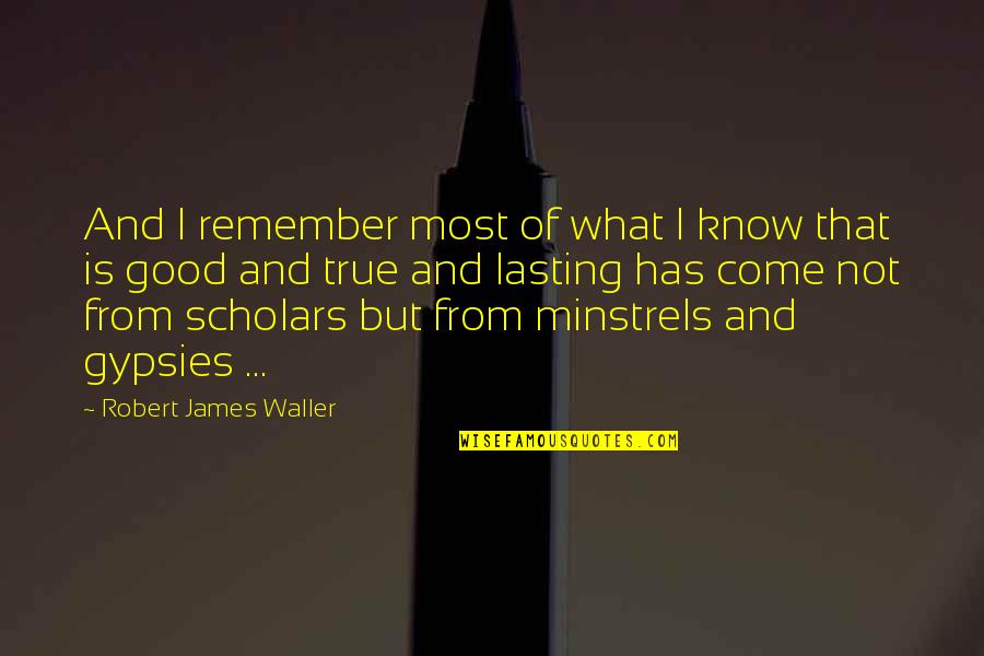 Scholars Quotes By Robert James Waller: And I remember most of what I know