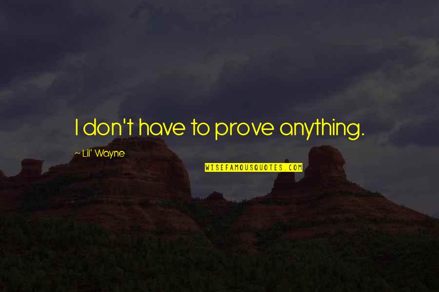 Scholium 2010 Quotes By Lil' Wayne: I don't have to prove anything.