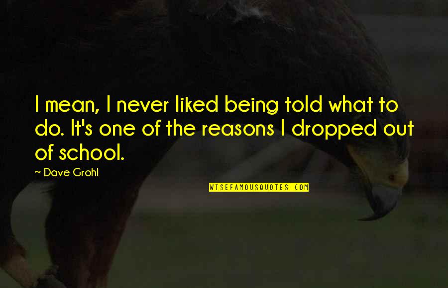 School Being Out Quotes By Dave Grohl: I mean, I never liked being told what
