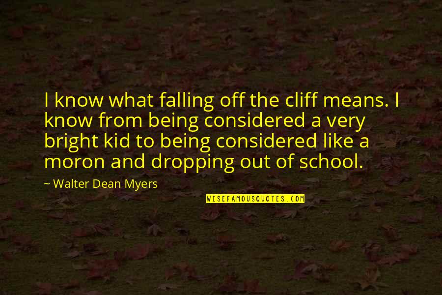 School Being Out Quotes By Walter Dean Myers: I know what falling off the cliff means.