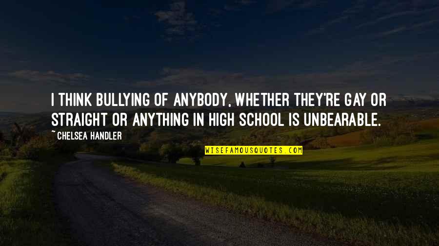 School Bullying Quotes By Chelsea Handler: I think bullying of anybody, whether they're gay
